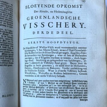 [Fishing, Greenland 1720] Bloeyende opkomst der aloude en hedendaagsche Groenlandsche visschery (...) Met bijvoeging van de walvischvangst (...) door A. Moubach. Amsterdam, Oosterwyk, 1720, (36)+330+(14) pp. .