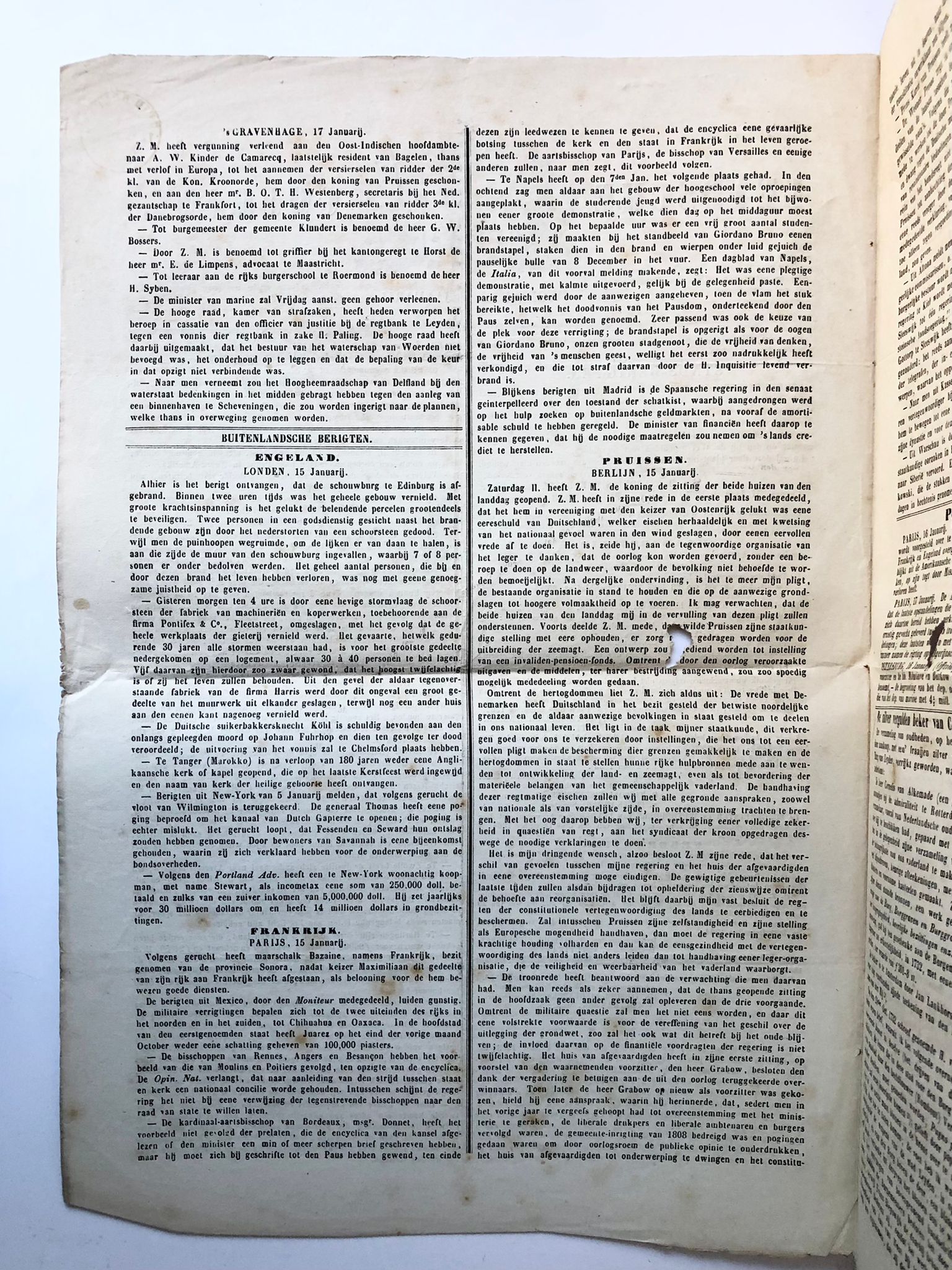 [Newspaper, Leiden, 1865] Artikel 'De zilver vergulden beker van C. van Alkemade Ao- 1732'. Door R[ammelman] E[lsevier], afgedrukt in Leydsche Courant 18-1-1865.