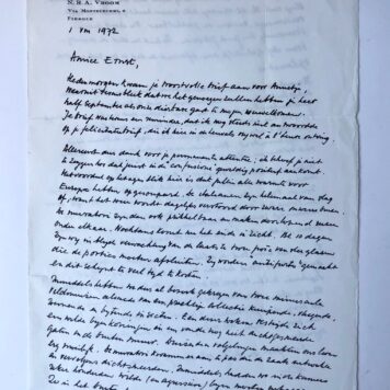 [Manuscript, letter, 1972] Letter of Nico R.A. Vroom to Ernst Lampe, d.d. Fiesole 1972, manuscript, 2 pag.