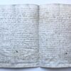 [Charter on parchment, Belgium, 1657] Deed of transport (Acte van transport) d.d. 30-7-1657 "voor schepenen van Wedergraete van een partij land binnen de prochie van Apelters op het Apeltersvelt". Manuscript, charter on parchment, seal lost, 8 pp.