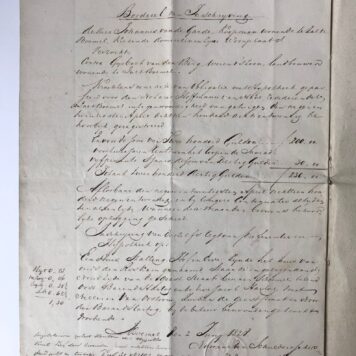 [Legal manuscript, 1828] Deed of mortgage (Acte van hypotheek) d.d. 6-5-1828. Gijsbert v.d. Bergh Werendszoon, landbouwer in Zaltbommel, is indebted F 200 to Johannes van de Garde, koopman in Zaltbommel. Manuscript, folio, 4 pp.