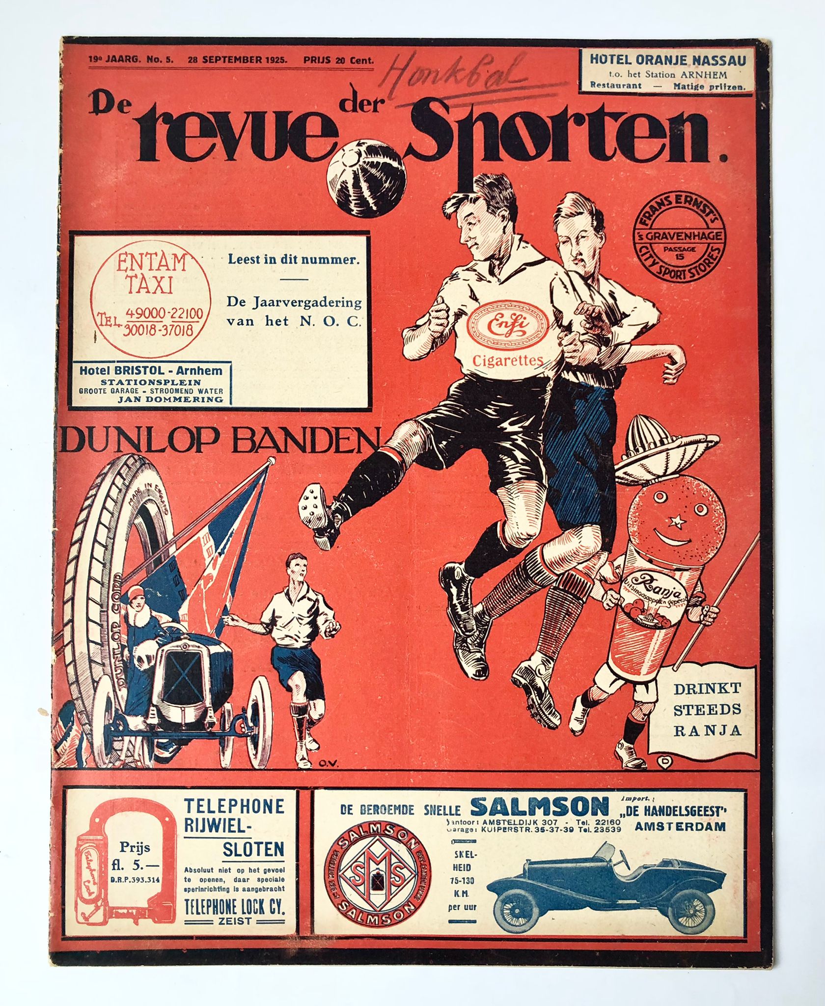 [Sport magazines, baseball, voetbal 1925] 15 editions of the Revue der Sporten, with articles on Baseball (Honkbal), 1924-1925, illustrated.