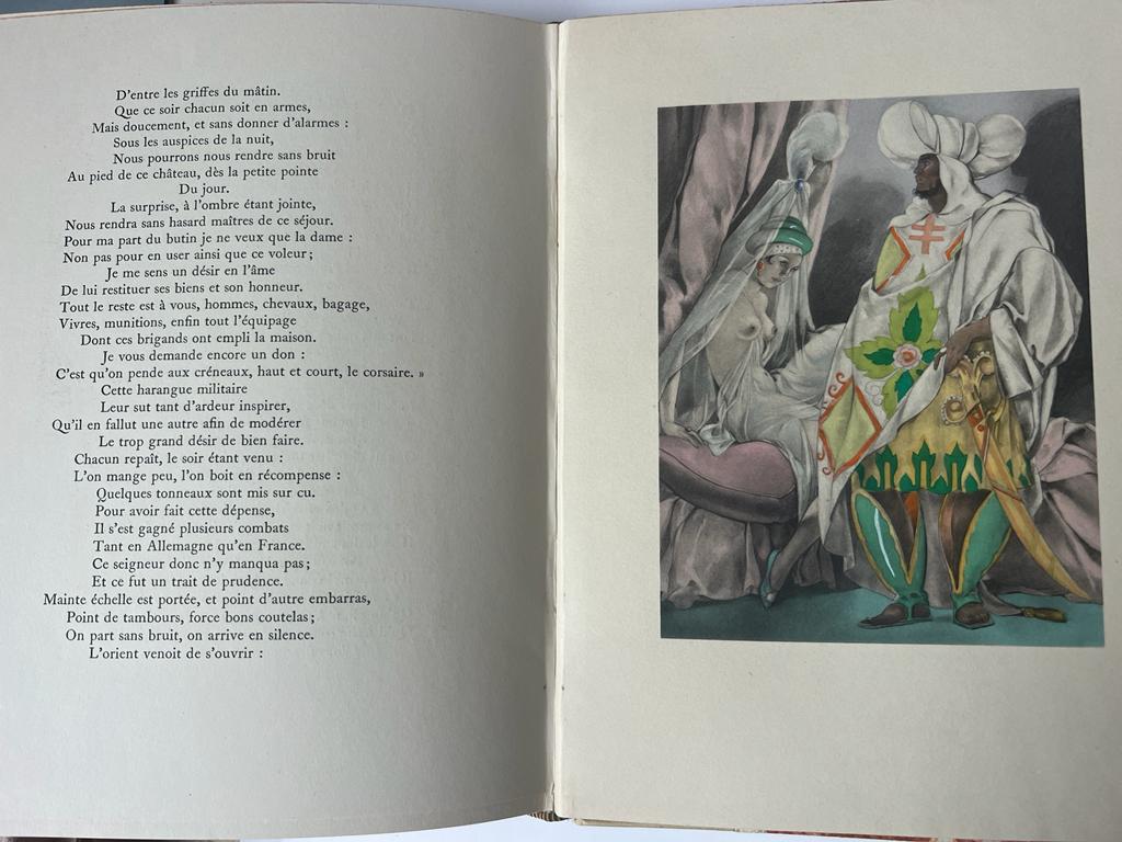 [Erotique, literature, 1937] Contes et Nouvelles de La Fontaine, illustrations en couleurs de Brunelleschi. (set of 2) Paris, Gibert Jeune Librairie d'Amateurs, n. d. [1937].