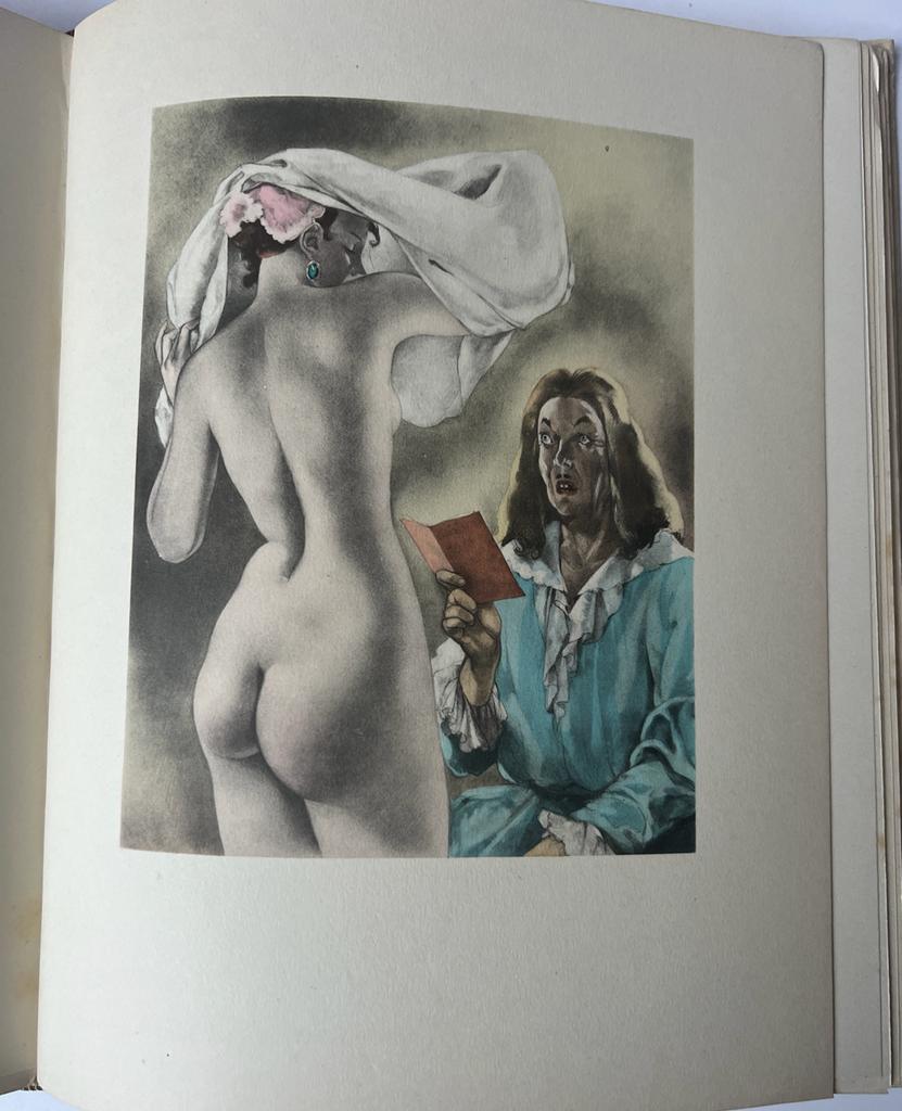 [Erotique, literature, 1937] Contes et Nouvelles de La Fontaine, illustrations en couleurs de Brunelleschi. (set of 2) Paris, Gibert Jeune Librairie d'Amateurs, n. d. [1937].
