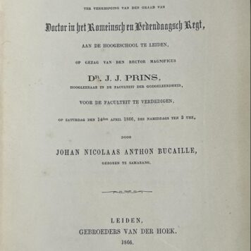 Stellingen [...] Leiden Gebr. Van der Hoek 1866