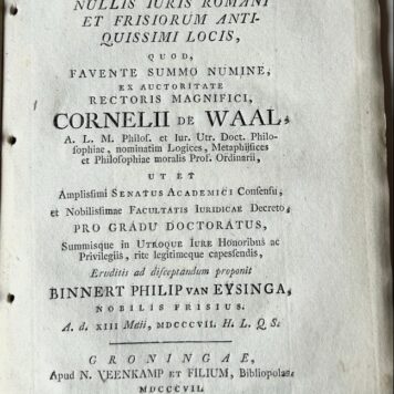 Specimen iuridicum inaugurale, exhibens observationes [...] Groningen N. Veenkamp en zoon 1807