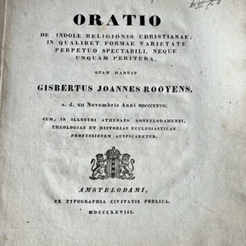 Oratio de indole religionis Christianae [...] Amsterdam Stadsdrukkerij 1828