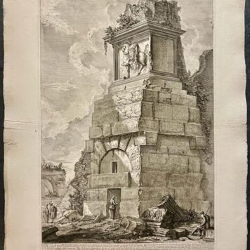 [Antique print, etching, Piranesi] Veduta di un Sepolcro antico. (View of an ancient tomb in an vineyard on the road to Tivoli), published 1756-1784, 1 p.