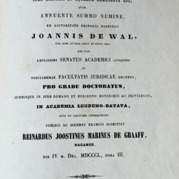Specimen juridicum inaugurale de potestate legislatoria collegiorum curatorum [...] 's-Gravenhage, Gebr. Belinfante 1850.