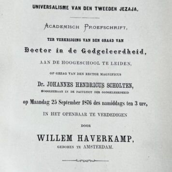 [Dissertation 1876] Special binding: Onderzoek naar het universalisme van den tweeden Jezaja [...] Amsterdam L.F.J. Hassels 1876, [12]+79 pp.