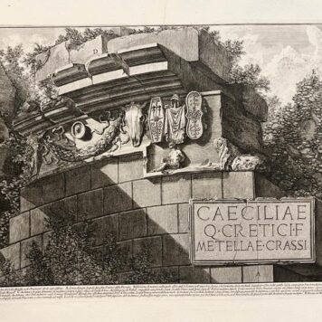 [Antique print, etching, Piranesi] Caeciliae Q Cretici f Metellae Crassi; Parte della Facciata del Sepolcro di Cecilia Metella... (Parts of tomb of Caecilia Metella), published 1756-1784, 1 p.