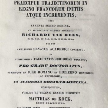 Specimen historico juridicum inaugurale de potestatis civilis episcoporum praecipue trajectinorum in regno Francorum initiids atque incrementis [...] Utrecht R. Natan 1838