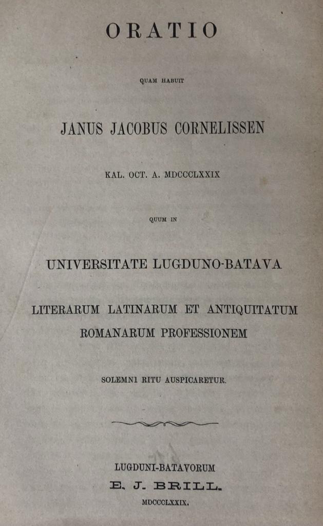 Cornelissen, J.J. - Oratio Leiden E.J. Brill 1879