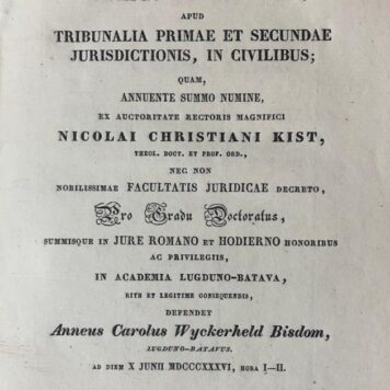 Disputatio juridica inauguralis de publico ministerio [...] Leiden H.W. Hazenberg 1836