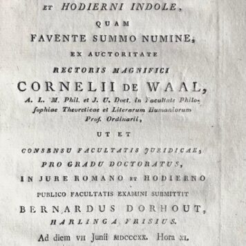 Disputatio juridica inauguralis de diversa testamenti romani et hodierni indole Groningen M.J. van Bolhuis 1820