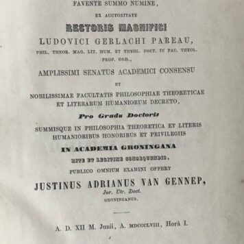 Specimen inaugurale de Simone Renard [...] Groningen J.B. Huber 1858