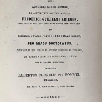 Theses iuridicae inaugurales [...] Leiden Jac. Hazenberg, Corn.z 1854