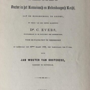 Stellingen [...] Leiden Gebroeders Van der Hoek 1869