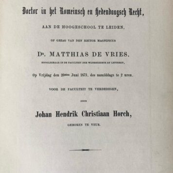 Stellingen [...] Leiden S.C. van Doesburgh 1873