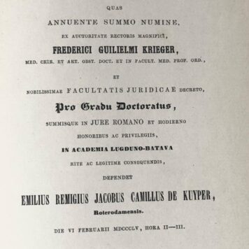 Theses iuridicae inaugurales [...] Leiden J.W. van Leeuwen 1855