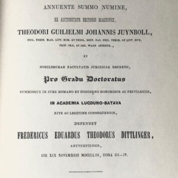Theses iuridicae inauguralis [...] Leiden C.A. van Immerseel Mounier 1853
