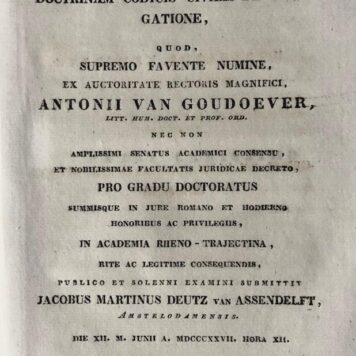 Specimen juridicum inaugurale. sistens doctrinam codicis civilis de subrogatione [...] Utrecht Joh. Altheer 1827