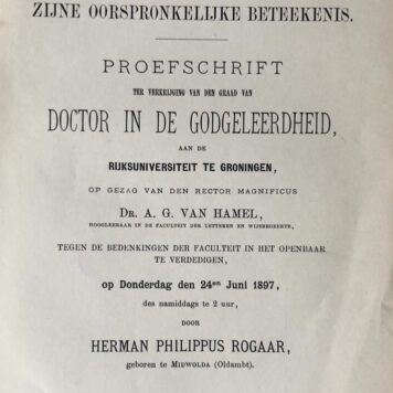 Het avondmaal en zijne oorspronkelijke beteekenis.Proefschrift [...] Groningen J.B. Huber Groningen