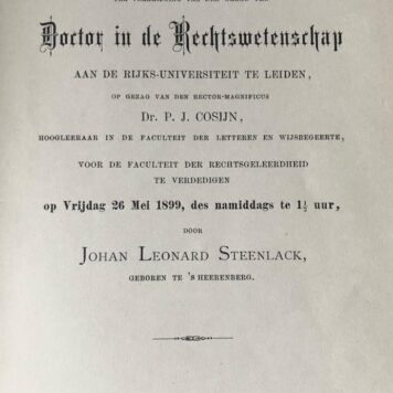 Stellingen [...] Leiden H. Kleyn 1899