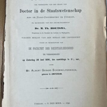 Stellingen [...] Utrecht P. den Boer 1896