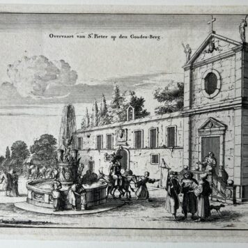 [Antique print, etching, Rome] VOORNAAMSTE GEBOUWEN Vande Tegenwoordige STADT ROMEN (view on the dome of St. Pieter from a hill in Rome), published ca. 1681, 1 p.