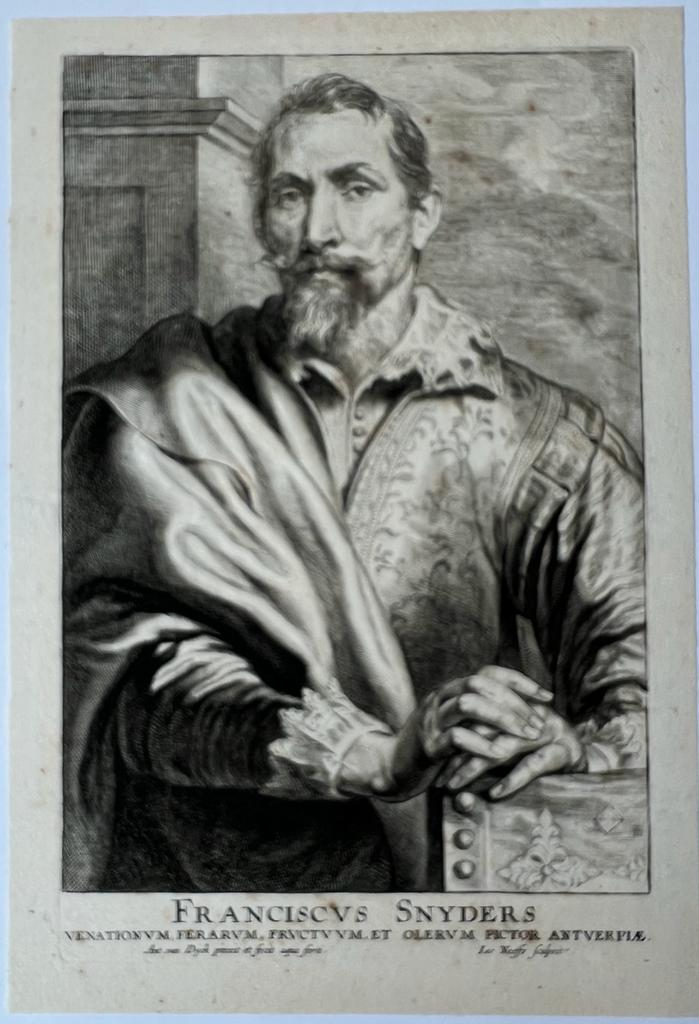 [Antique print, etching and engraving] Portrait print of FRANCISCUS SNYDERS. (Portrait of painter Frans Snyders), published ca. 1650, 1 p.