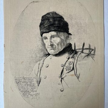 [Antique print, etching] Portrait print of an old retired soldier in uniform, also named The old Koevoet Le Flamande, published 1852.
