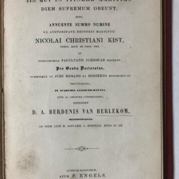 Specimen juridicum inaugurale de iis qui in itinere maritimo diem supremum obeunt [...] Leiden P. Engels 1852