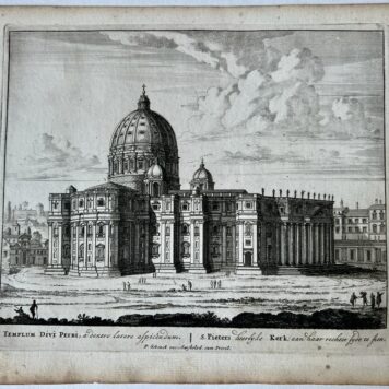 [Antique print, etching/ets] TEMPLUM DIVI PETRI, a dextero latere aspicendum... Views of Rome [Set title] (Gezicht op de Sint Pieter, Roma), published 1705, 1 p.