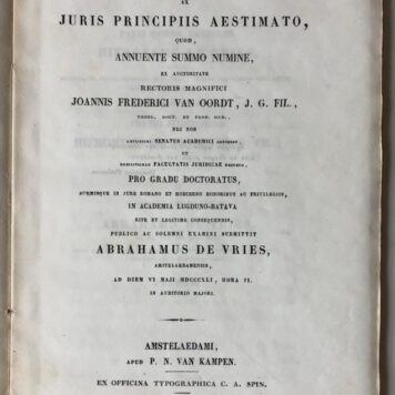 Specimen jruidicum de commercio epistolarum ex juris principiis aestimato [...] Amsterdam P.N. van Kampen 1841