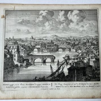 [Antique print, etching/ets, Rome] TYBERIS ipsisque injecti Pontes... Views of Rome [Set title] (Tibereiland en brug), published 1705, 1 p.