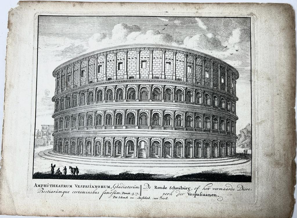 [Antique print, etching/ets, Rome] AMPHITHEATRUM VESPASIANORUM... Views of Rome [Set title] (Collosseum), published 1705, 1 p.