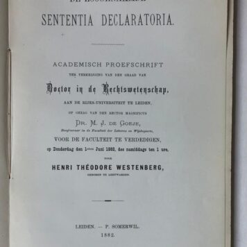 De zoogenaamde sententia delcaratoria [...] Leiden P. Somerwil 1882