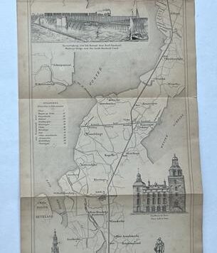 [Travel, Transport, Train, 1873] Beschrijving van de steden en dorpen gelegen aan den spoorweg Roosendaal-Vlissingen; met eene kaart van evengenoemden spoorweg en afbeeldingen van de voornaamste gebouwen [...] in Bergen-op-Zoom, Goes, Middelburg & Vlissingen, met gezigten[...] op de stad Vlissingen en op de haven- en spoorwegwerken, Vlissingen: de Veij Mestdagh, 1873, [6]+82 pp. With folding illustration of train route.