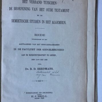 Het verband tusschen de beoefening van het oude testament en de semietische studiën in het algemeen. Leiden E.J. Brill 1898