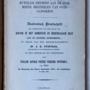 De bepalingen der wet van 23 december 1837 [...] omtrent het huwelijk [...] 's-Gravenhage, H.C. Susan, C.H.zoon 1858.