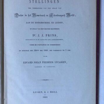 Stellingen [...] Leiden E.J. Brill 1866