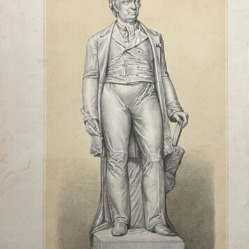 [Antique print, lithography, 19th century] Statue of Dutch poet and writer Henricus Franciscus Caroluszoon (Hendrik) Tollens (1780-1856), made by Voorn Boers Rotterdam, 1 p.