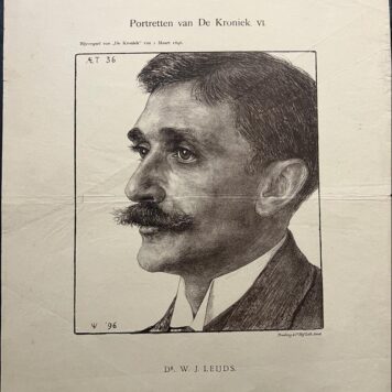 [Antique print, lithography, 1896] Portrait of W.J. Leijds (1859-1940), Portretten van De Kroniek VI, bijvoegsel van De Koniek van 1 maart 1896, 1 p.