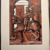 [Reproduction of woodcut, 20th century] Portrait of military figure on horse: IMP·CAES·MAXIMIL·AVG (Emperor Maximilian I, 1508/1518) by H·BVRGKMAIR (Hans Burgkmair I (artist) German, 1473 - 1531) and Jost de Negker (artist) Flemish, 1485 - 1544, 1 p.
