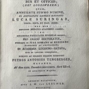 Dissertatio statistico-juridica inauguralis, super instituto navium per vada ductorum sive pilotarum, eorumque juribus et officiis (het loodswezen) [...] Leiden J.W. van Leeuwen 1826