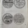 [Antique print, etching of two medals] Etching of two medals (front and back), top: Piet Hein conquers silver fleet. Bottom: Spanish ships and text, published 1690, 1 p.