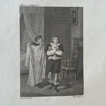 [Antique print, etchings] Four etchings from Jean-François Regnard, Oeuvres complètes de Regnard Chez Haut-Coeur, Paris 1820, 4 pp.
