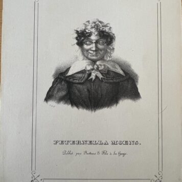 [Antique print, lithography] Portrait print of nearly blind female writer Peternella (Petronella) Moens (1762-1843), publié par Soetens & Fils à la Haye, 1 p.