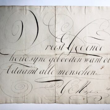 [Calligraphy ca 1800] Calligraphy, plano, oblong by G. Metzelaar, Delft, ca. 1800. Manuscript.